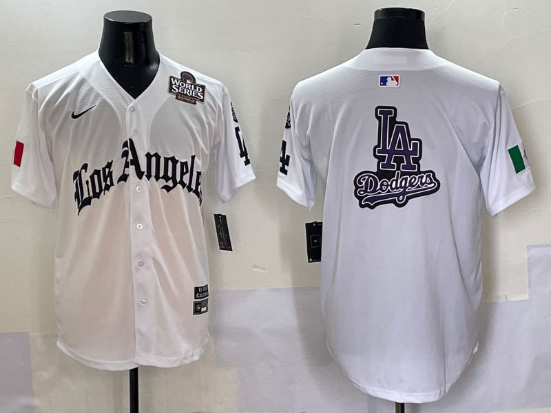 Men Los Angeles Dodgers Blank White Five generations Joint Name 2025 Nike MLB Jersey style 24->los angeles dodgers->MLB Jersey
